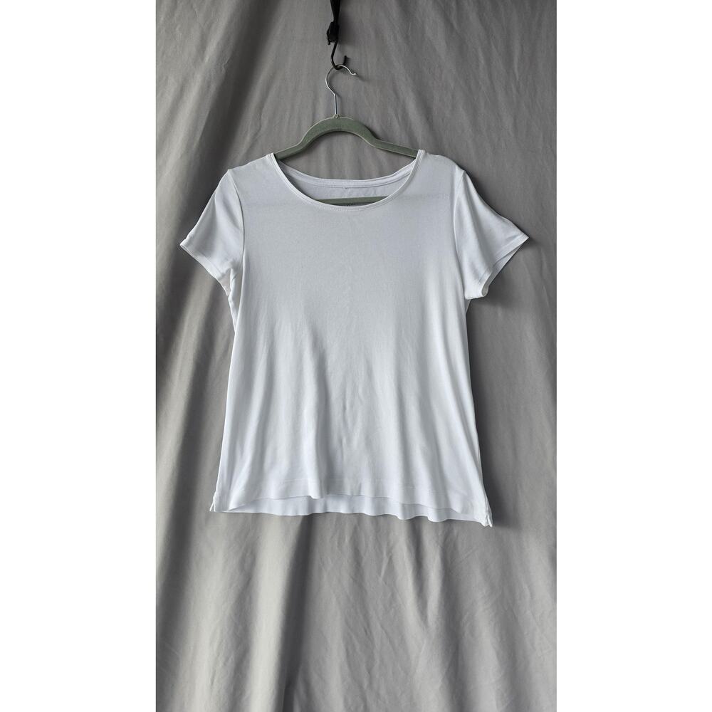 J. Jill Shirt Womens Medium White Pima Cotton Crew Neck Basic Tee Top Casual